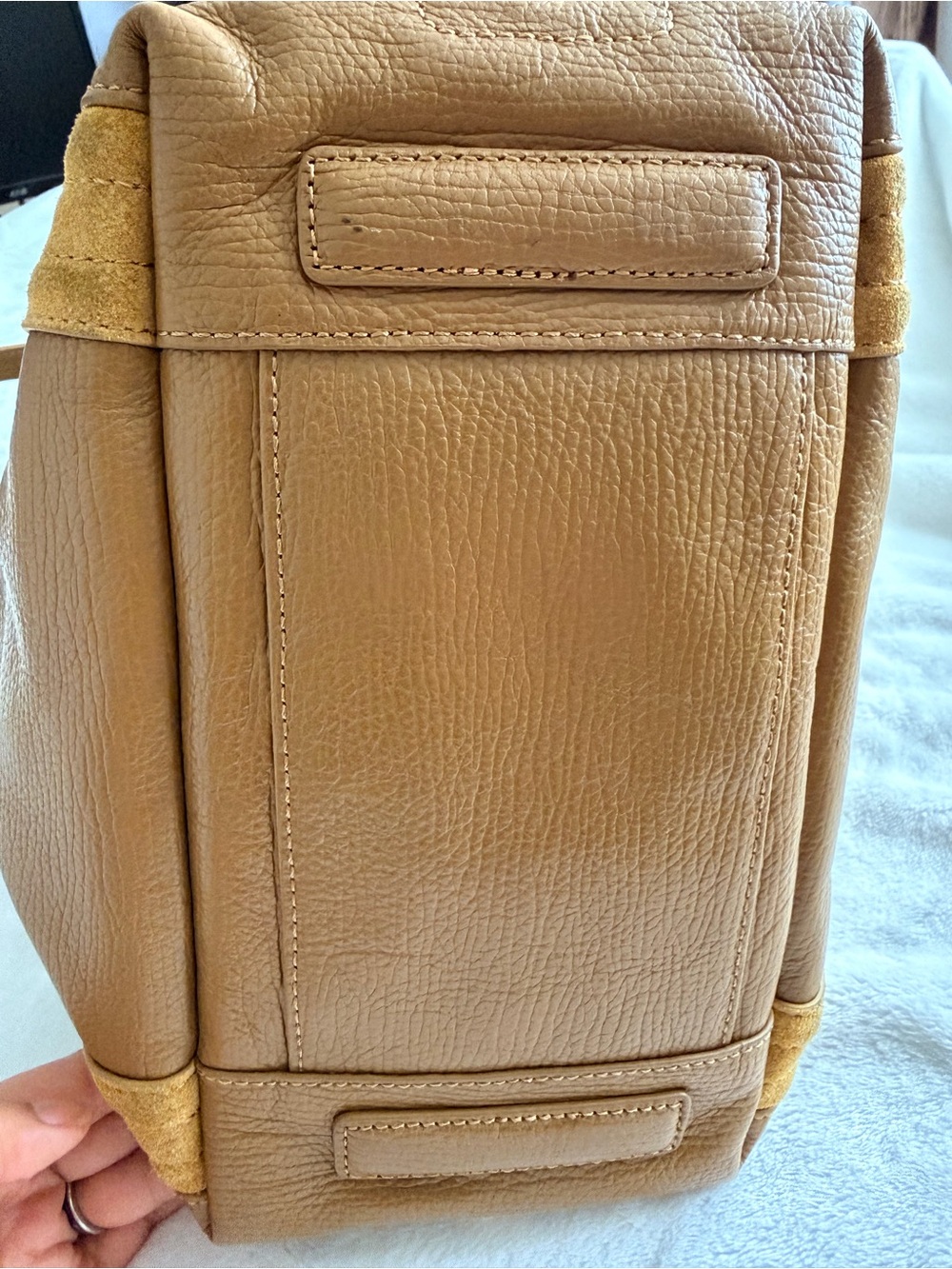 Hammitt Otis Tan Leather Tote with Suede Trim Work Travel Tote Bag - Picture 12 of 16